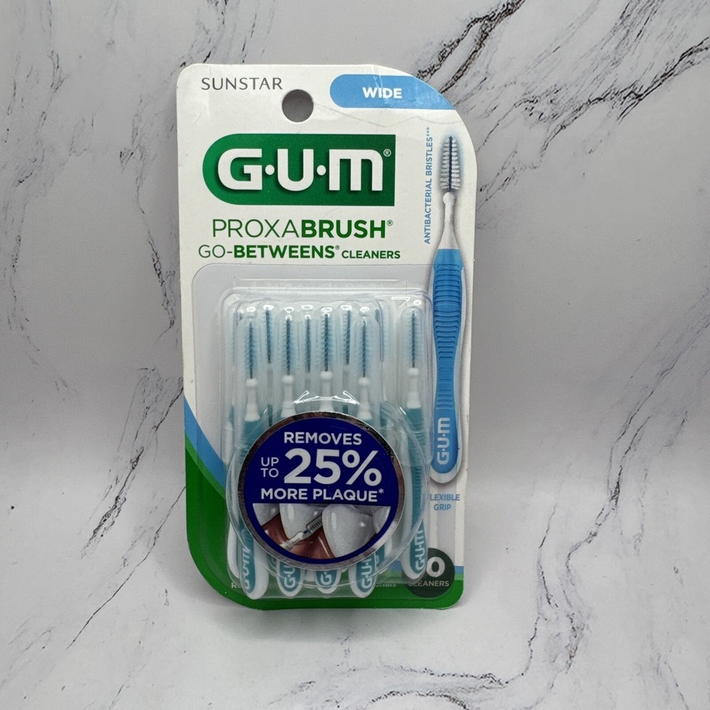 GUM Proxabrush Go-Betweens Interdental Brushes, Wide, Plaque Removal, 10 Count